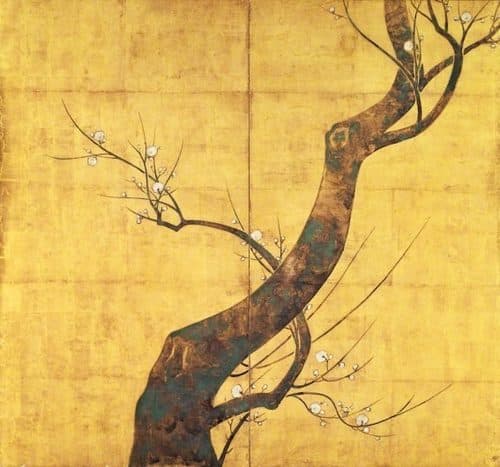 Folding Screen with Design of Plum Tree — Edo Period Art