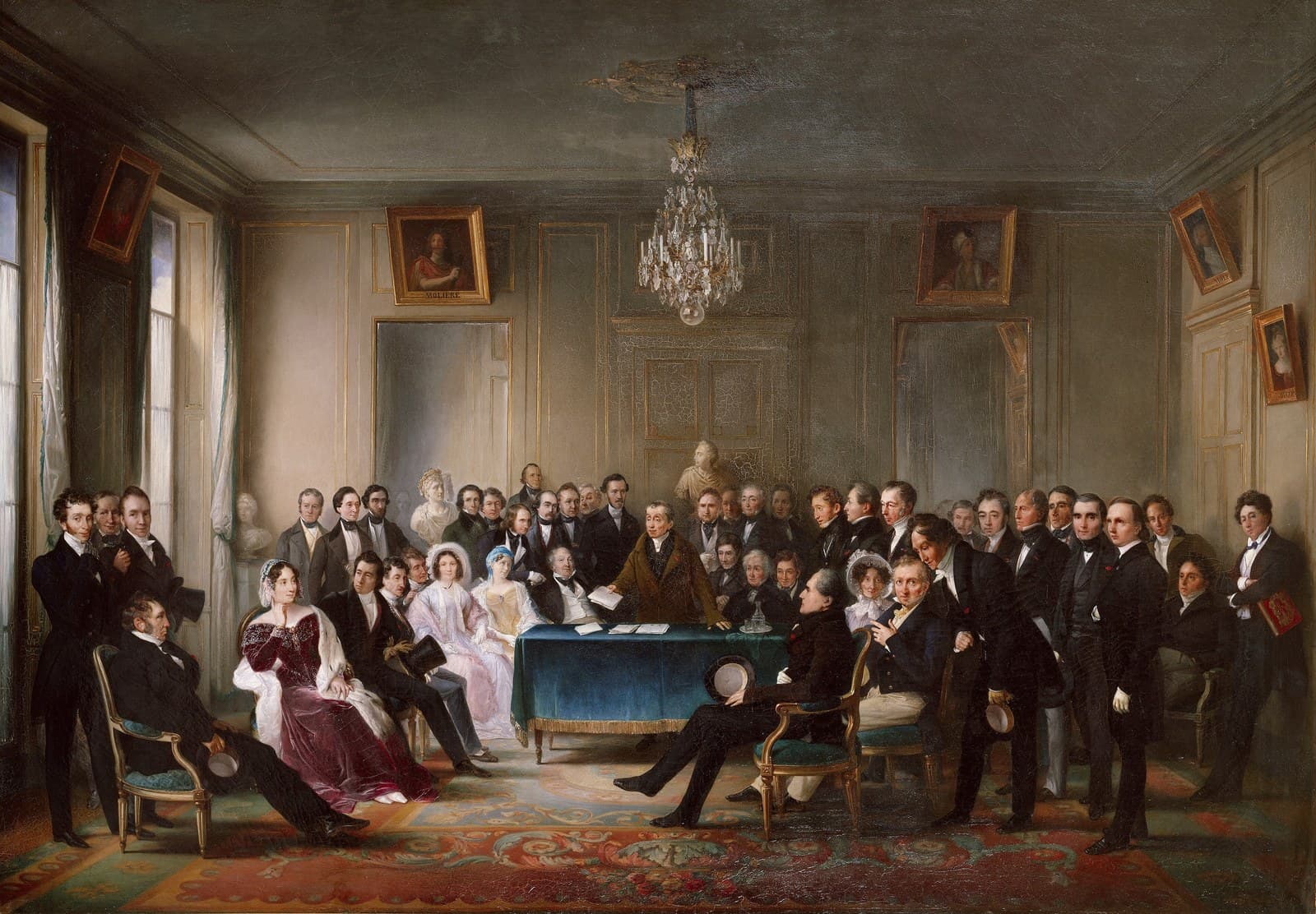 Andrieux faisant une lecture dans le foyer à la Comédie Française François-Joseph Heim 1847 full size — Modern Art