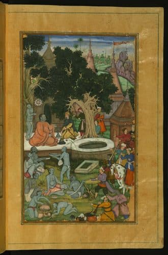 Babur and His Warriors Visiting a Hindu Temple — Mughal Art